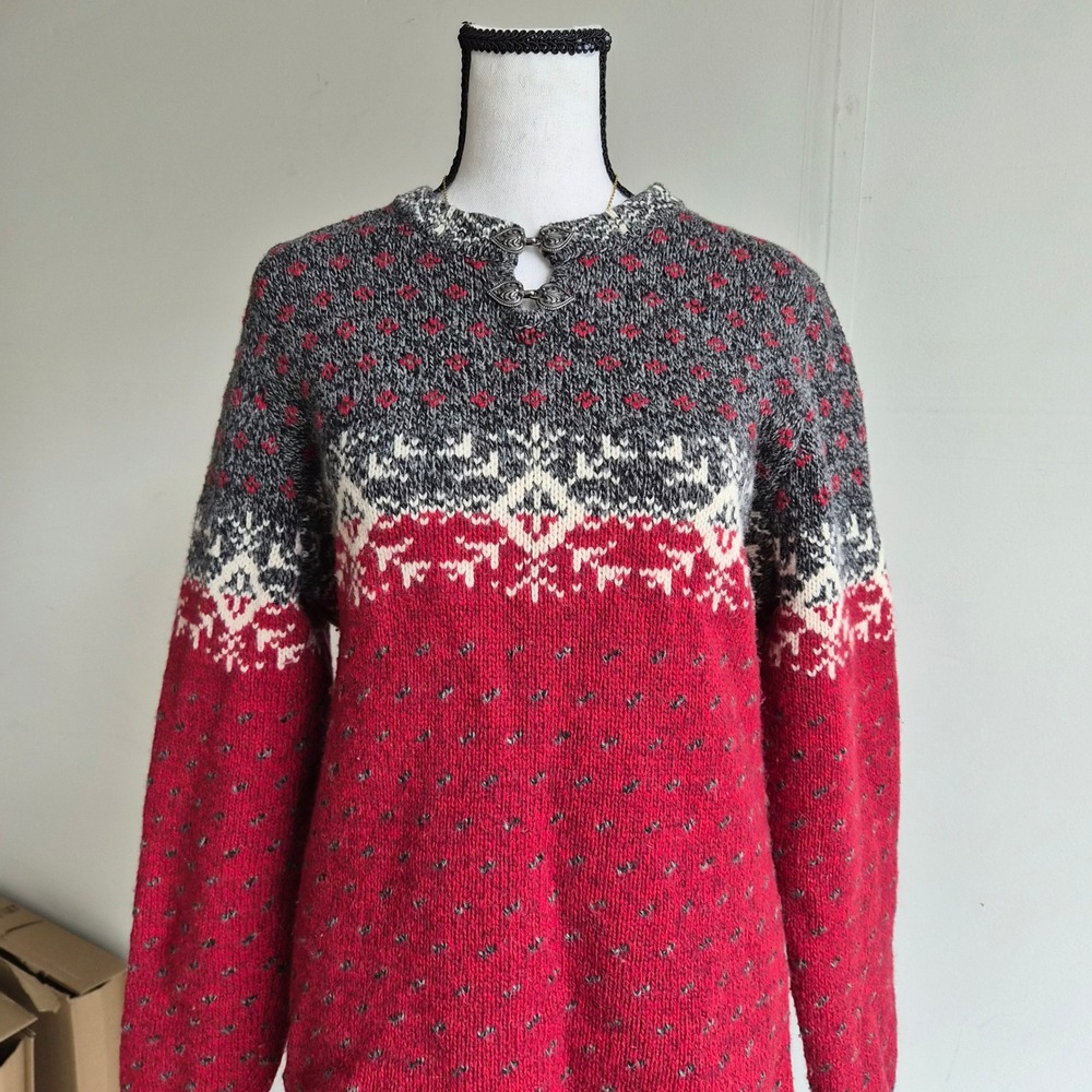 Vintage Woolrich Fair Isle Sweater Womens L Nordic Ski Lodge Cottagecore Alpine